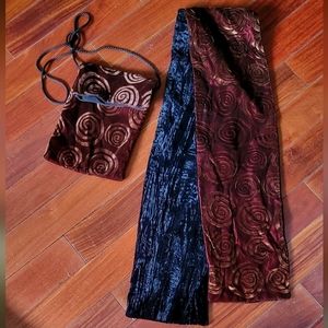 Velvet Scarf and matching cossbody bag duo